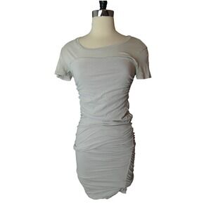 Standard James Perse Dress Ruched Bodycon Short Sleeve Gray‎ Womens Size 2